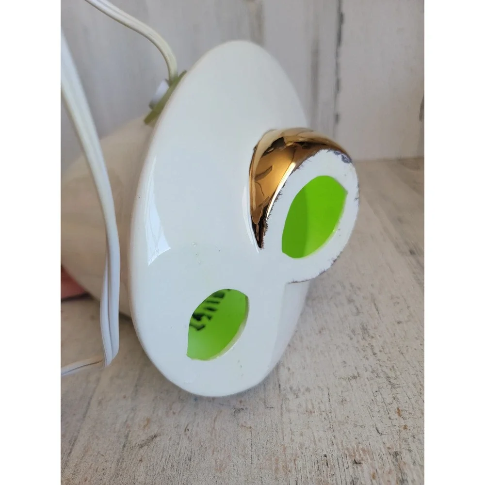 Large vintage Merry Christmas ceramic bell light up mistletoe white unique home